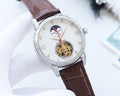 Patek Philippe Brown Silver White Dial Strap Watch