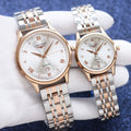 Longines Rose Gold Silver White Dial Couple Watch Set