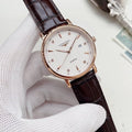Longines White Dial Brown Strap Watch
