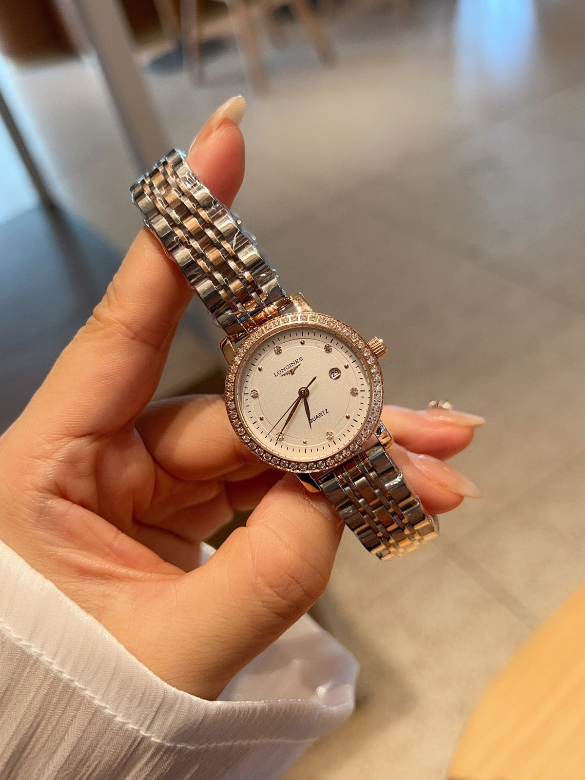 Longines Rose Gold Light Dial Bracelet Watch