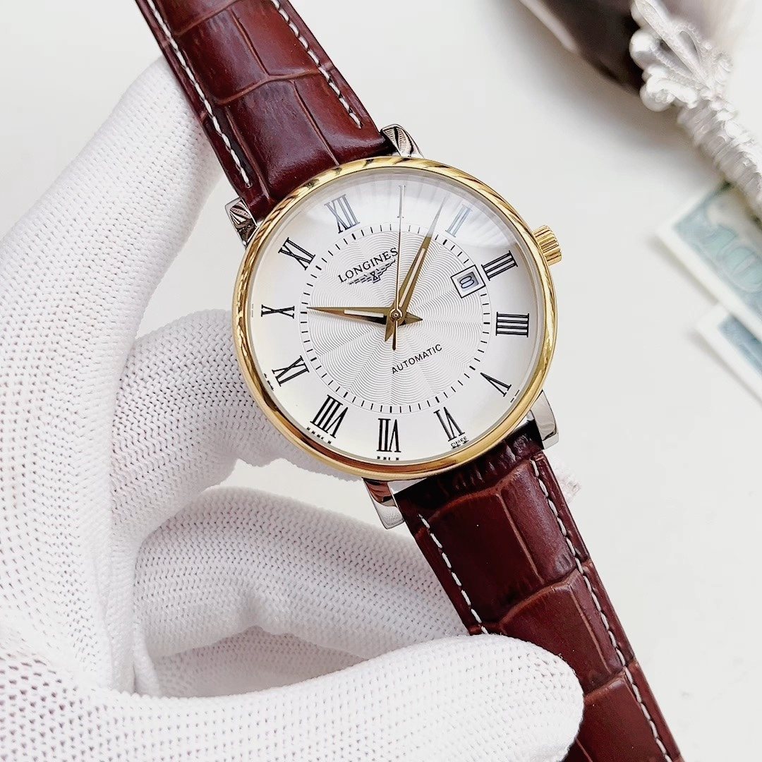 Longines Brown Leather Strap Gold-Tone Watch