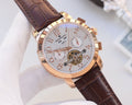 PATEK PHILIPPE Rose Gold Brown White Dial Strap Watch