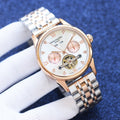 Patek Philippe Rose Gold Two Tone White Dial Bracelet Watch