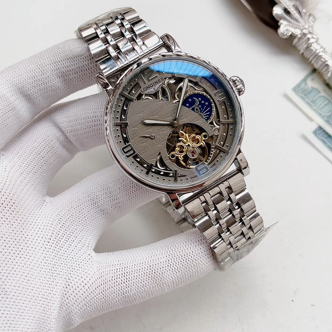 Gray Skeleton Dial Silver Bracelet Watch