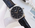 Longines Silver Blue Black Dial Leather Strap Watch
