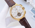 Cartier Gold Brown White Dial Strap Watch