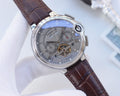 Cartier Silver Brown Strap Watch