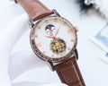 Patek Philippe Brown Rose Gold White Dial Leather Strap Watch