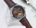 Patek Philippe Silver Brown Dial Leather Strap Watch