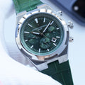 Vacheron Constantin Silver Green Dial Strap Watch