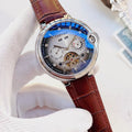 Cartier Blue Dial Brown Strap Watch
