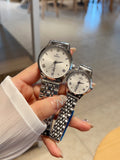 Omega Silver-Tone Couple Watch Set