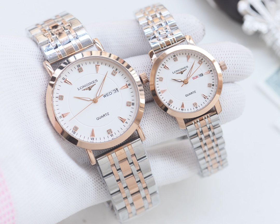 Longines Two-Tone White Dial Couple Watch Set