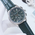 Patek Philippe Silver Green Dial Strap Watch