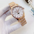 Longines White Dial Rose Gold Metal Bracelet Watch