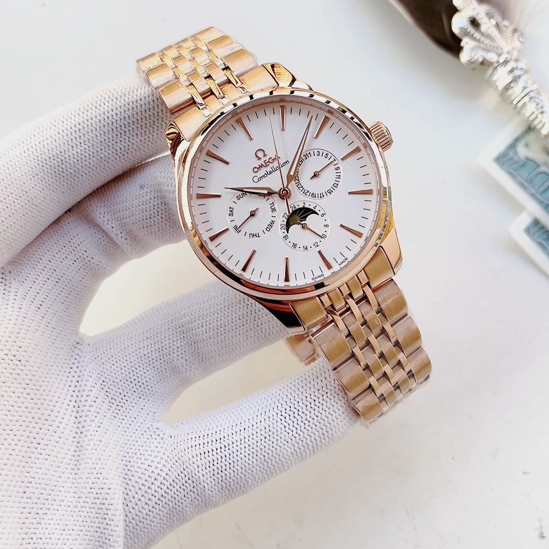 Longines White Dial Rose Gold Metal Bracelet Watch