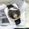 IWC Rose Gold Black Dial Strap Watch