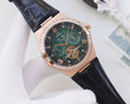OMEGA Rose Gold Black Green Dial Strap Watch