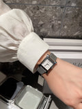 Hermès Black Silver White Dial Strap Watch