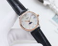 Longines Black Rose Gold White Dial Strap Watch