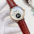 Brown Leather Strap Moon-and-Star Dial Watch