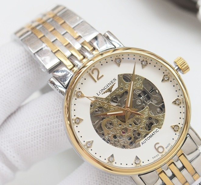 LONGINES Two Tone White Dial Bracelet Watch