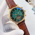 PATEK PHILIPPE Green Dial Leather Strap Watch
