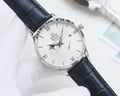 Omega White Dial Leather Strap Watch