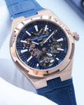 VACHERON CONSTANTIN Rose Gold Blue Dial Strap Watch