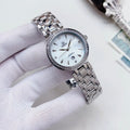 Omega White Dial Crystal Bezel Watch