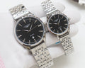 Longines Silver Black Dial Couple Watch Set