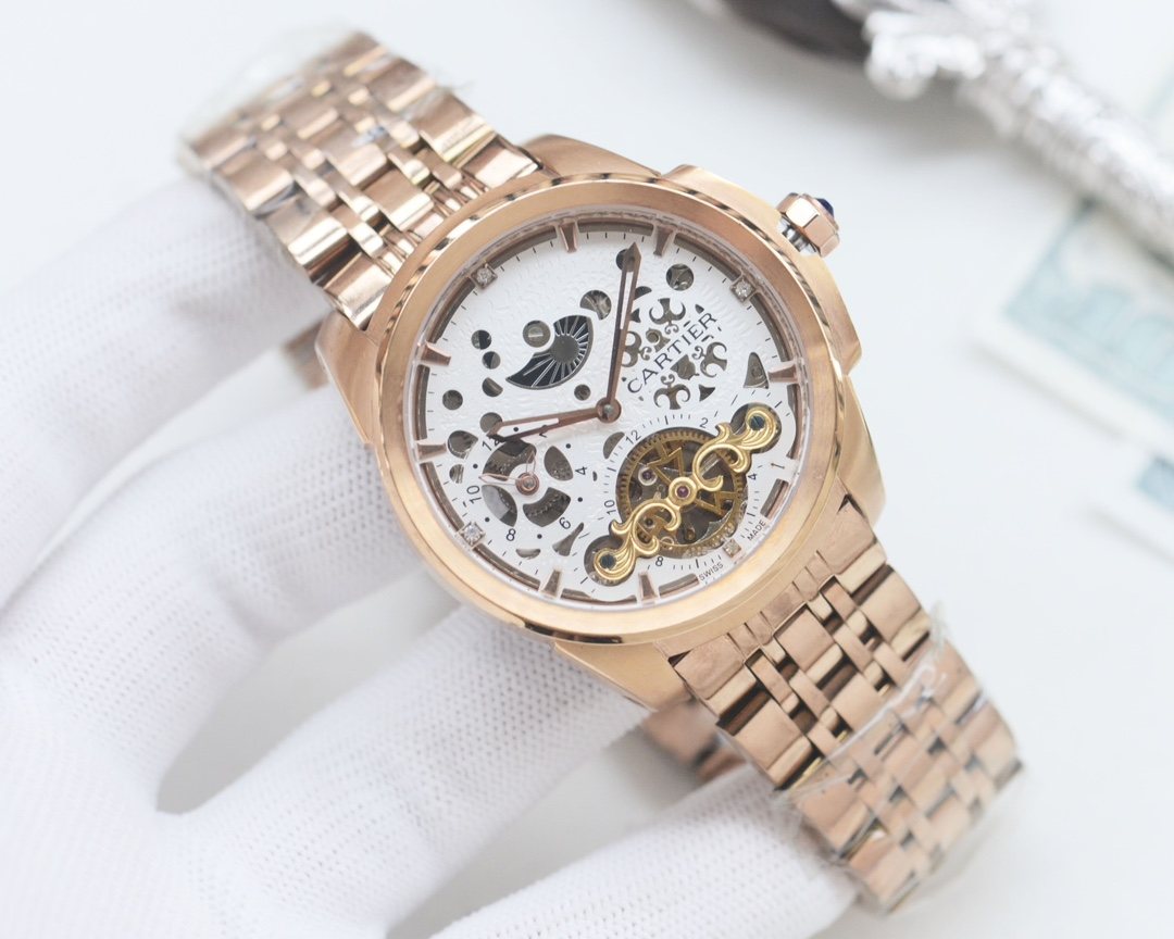 Cartier Rose Gold White Bracelet Watch