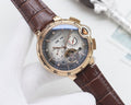 Cartier Rose Gold Brown White Dial Strap Watch