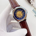 Longines Blue Open-Heart Leather Strap Watch