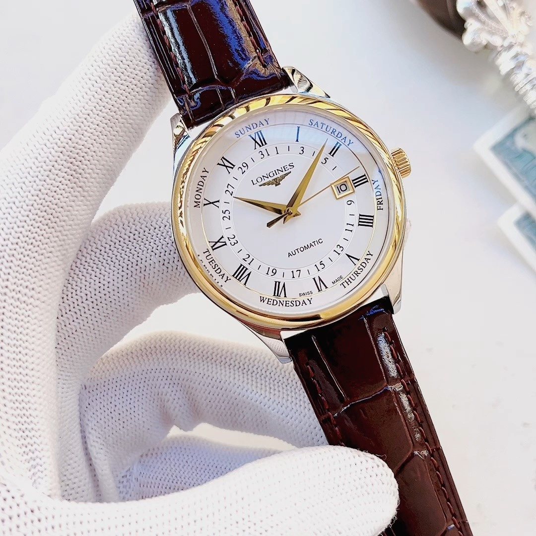 Patek Philippe White Dial Brown Strap Watch