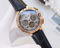 Cartier Rose Gold Black Silver Dial Strap Watch