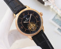Patek Philippe Rose Gold Black Dial Strap Watch