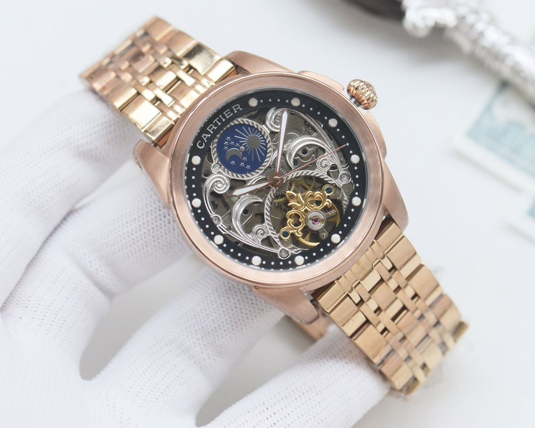 Cartier Rose Gold Black Bracelet Watch