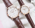 Longines Rose Gold Brown Strap Couple Watch Set