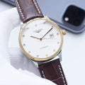 Longines Gold Brown Leather Strap Watch
