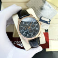 Longines Rose Gold Black Dial Strap Watch