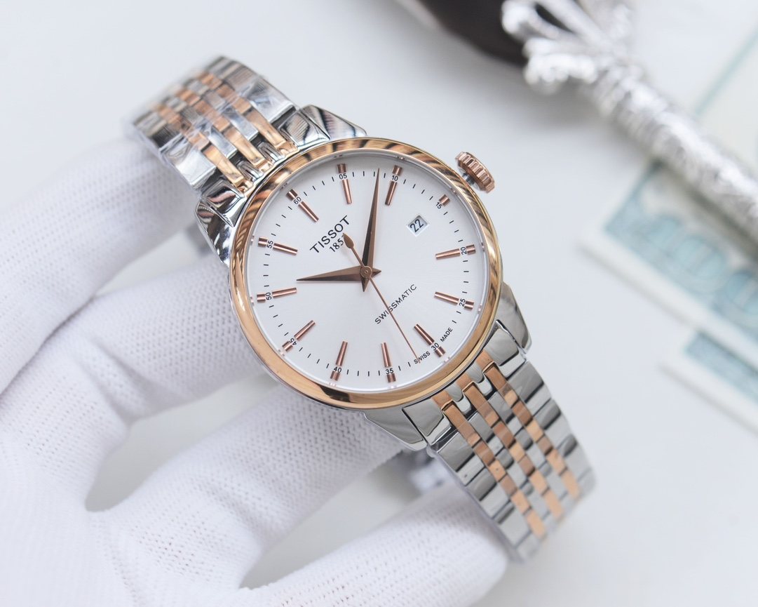 Tissot Silver Rose Gold White Dial Bracelet Watch