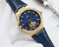 OMEGA Gold Blue Dial Strap Watch
