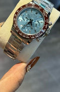 Rolex Brown Rose Gold Blue Dial Bracelet Watch