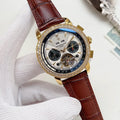 Patek Philippe Gold-Tone Brown Strap Watch