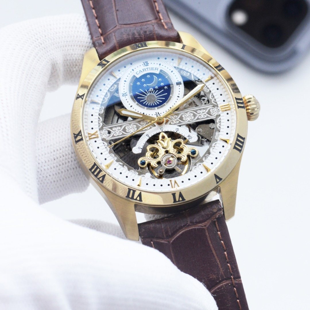 Longines Gold Silver Leather Strap Watch