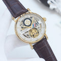 Patek Philippe Gold Brown Strap Watch