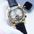 Rolex Gold Black White Dial Strap Watch