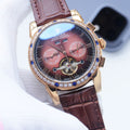 Rolex Rose Gold Brown Strap Watch