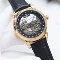 Patek Philippe Gold Black Leather Strap Watch